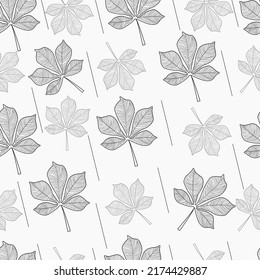 seamless pattern of contour chestnut leaves for textile or packaging