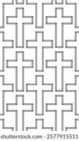 Seamless pattern of the contour christian cross