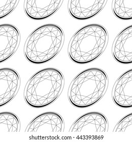 Seamless pattern with contour diamonds. Dark and white color. Endless texture for your design, romantic greeting cards, announcements, fabrics.