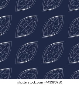 Seamless pattern with contour diamonds. Dark and white color. Endless texture for your design, romantic greeting cards, announcements, fabrics.