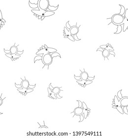 Seamless pattern of contour of dinosaurus pterodactyl. Isolated on white background. Vector illustration.