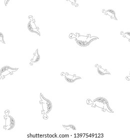 Seamless pattern of contour of dinosaurus stegosaurus. Isolated on white background. Vector illustration.