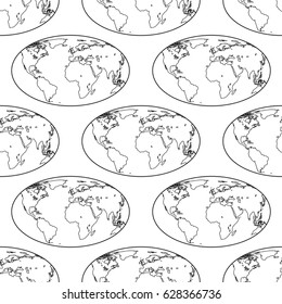 Seamless pattern of the contour elliptic globes. Elements of this image furnished by NASA