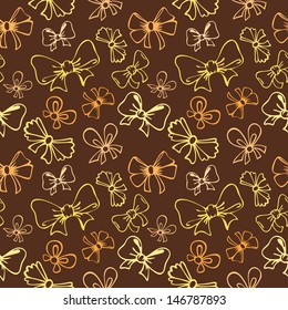 seamless pattern with contour gift bow, ribbon