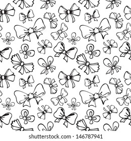 seamless pattern with contour gift bow, ribbon