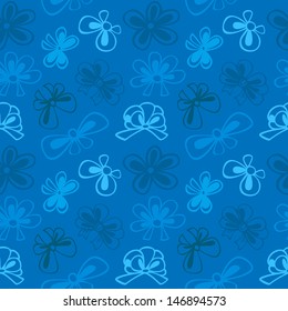 seamless pattern with contour gift bow, ribbon