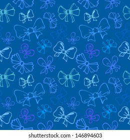 seamless pattern with contour gift bow, ribbon