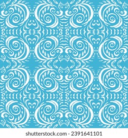 Seamless pattern of contour hand drawings decorative textured design elements