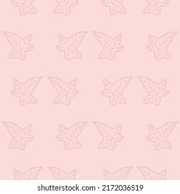 Nahtlose Muster von Efeu-Konturen auf hellpastellrosa Hintergrund. Ich lebe in einem Gitter. Natur- oder Pflanzendruck oder Hintergrund