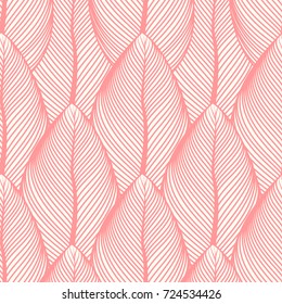 Seamless pattern of contour leaves.Colorful background. Fall leaf. Vector illustration