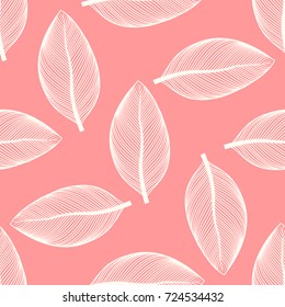 Seamless pattern of contour leaves.Colorful background. Fall leaf. Vector illustration