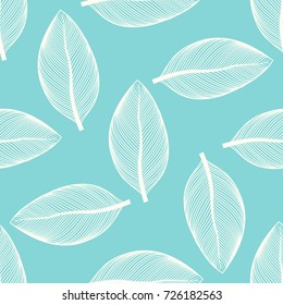 Seamless pattern of contour leaves.Colorful background. Fall leaf. Vector illustration