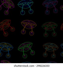seamless pattern of contour mouths with cherries