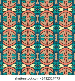 Seamless pattern with a contour multi-colored ornament in the Slavic style. Vector illustration