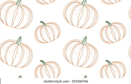 Seamless pattern with contour pumpkins for your creativity