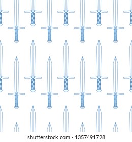 Seamless pattern of the contour swords