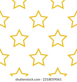 Seamless pattern with contour yellow stars. Star background. For wallpaper, fabric, wrapping paper. Vector illustration.