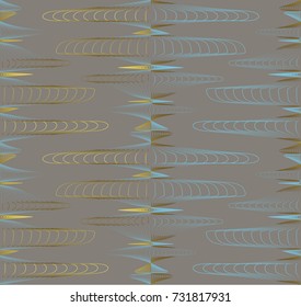 Seamless pattern with contours of architectural drawings in pastel golden tones.Vector illustration for website design, textiles, wallpapers, postcards, poster.