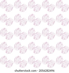 seamless pattern contours of cupcakes with berries