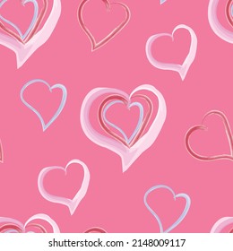 Seamless pattern, contours of hearts. Romantic design