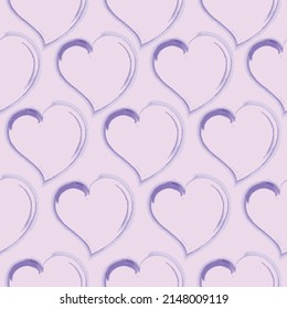 Seamless pattern, contours of hearts. Romantic design