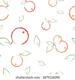 Seamless pattern of contours of orange on a white background.