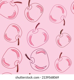 Seamless pattern, contours of red apples