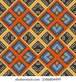 Seamless pattern with contrast diagonal ornament. Vector illustration