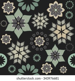 Seamless pattern with contrast flowers on black background. Decorative template can be used for wallpaper, linen, paper, design fabric and more.