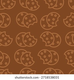Padrão sem emenda Cookies Biscoitos Brown Color Line Art. Ilustração de vetor