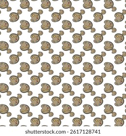 Seamless Pattern of Cookies with Chocolate Chips and Fun Expressions