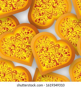 Seamless pattern cookies heart,  isolated on white background, design for Valentine Day, vector illustration