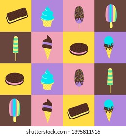 seamless pattern with cookies and ice cream - vector illustration, eps