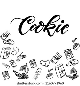 Seamless pattern with cookies ingredients. Cute doodle illustration.