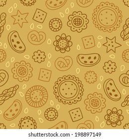 Seamless pattern with cookies. Perfect for wallpapers, pattern fills, web page backgrounds, surface textures, textile, wrapping papers