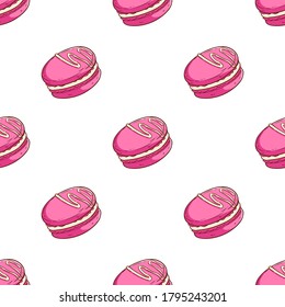 patrón transparente de cookies con color rosa y con estilo de esbozo