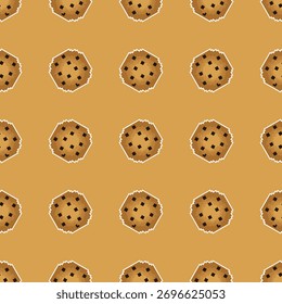 seamless pattern of cookies with pixel theme on brown background