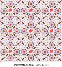 Seamless pattern with cookies and sugar candies