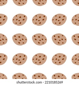 Seamless pattern with cookies.Hand drawn on white background