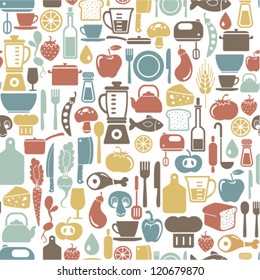 seamless pattern with cooking icons