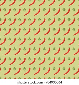 seamless pattern cooking kitchen parsley pepper on green background vector wallpaper textiles red green vegetables giftwrap