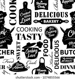 Seamless pattern with cooking objects. Vector illustration