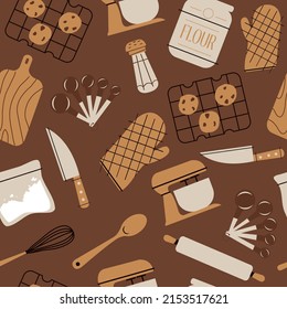 seamless pattern cooking stuff tools vector isolated baking