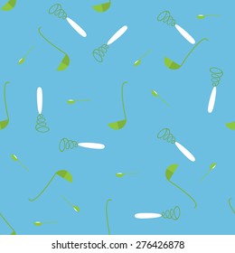 seamless pattern with cookware in flat style with blue background. vector illustration