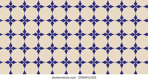 Seamless pattern with cool blue motif on cream background