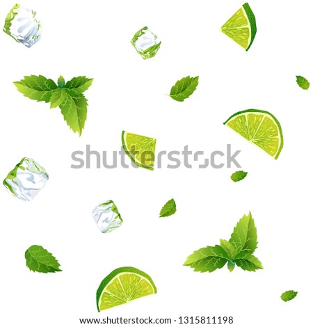 Similar – Image, Stock Photo Mojito with lime and strawberry. Amazing iced strawberry lemonade drink on green