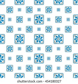 Seamless pattern of cooling fan blue-gray color. Vector EPS 10.