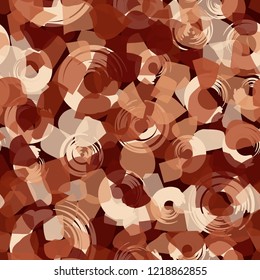 Seamless pattern. Copper camouflage with circles. Editable.