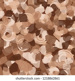 Seamless pattern. Copper camouflage with circles. Editable.