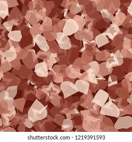 Seamless pattern. Copper camouflage with five-pointed stars. Editable.